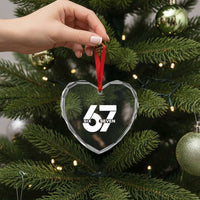Funny Six Seven 67 Meme Heart Crystal Glass Ornament Bold Graphic - Wonder Print Shop