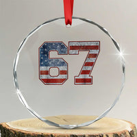 Funny Six Seven 67 Meme Vintage American Flag Crystal Glass Ornament TS11