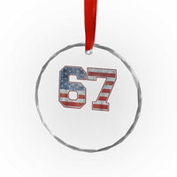 Funny Six Seven 67 Meme Vintage American Flag Crystal Glass Ornament TS11
