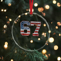 Funny Six Seven 67 Meme Vintage American Flag Crystal Glass Ornament TS11