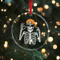 Funny Six Seven 67 Skeleton Gen Alpha Halloween Meme Crystal Glass Ornament - Wonder Print Shop