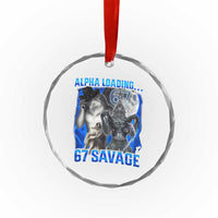 Funny Six Seven Alpha Wolf Crystal Glass Ornament Alpha Loading 67 Savage Wolves Moon Meme