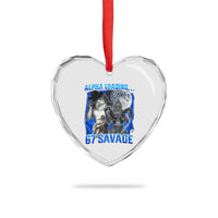 Funny Six Seven Alpha Wolf Heart Crystal Glass Ornament Alpha Loading 67 Savage Wolves Moon Meme