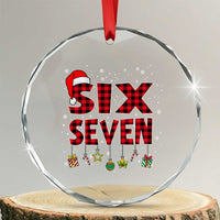 Funny Six Seven Christmas Crystal Glass Ornament 67 Meme Gen Alpha Slang Red Plaid Xmas Pajamas - Wonder Print Shop