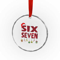 Funny Six Seven Christmas Crystal Glass Ornament 67 Meme Gen Alpha Slang Red Plaid Xmas Pajamas TS10