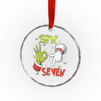 Funny Six Seven Christmas Crystal Glass Ornament 67 Meme Xmas Santa Elf Hand Gen Alpha - Wonder Print Shop