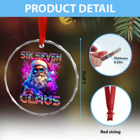 Funny Six Seven Claus Crystal Glass Ornament 67 Christmas Santa Meme Gen Alpha TS11