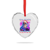 Funny Six Seven Claus Heart Crystal Glass Ornament 67 Christmas Santa Meme Gen Alpha - Wonder Print Shop