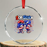 Funny Six Seven Dabbing Crystal Glass Ornament Patriotic American Pride Gift