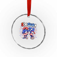 Funny Six Seven Dabbing Crystal Glass Ornament Patriotic American Pride Gift