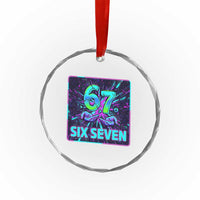 Funny Six Seven Meme Crystal Glass Ornament Cyberpunk Neon Style