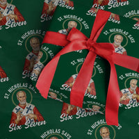 Funny Six Seven Meme Wrapping Paper Roll Saint Nicholas Says 67 Gen Alpha Slang - Wonder Print Shop
