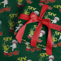Funny Six Seven Xmas Wrapping Paper Roll 67 Meme Xmas Santa Elf Hand Gen Alpha - Wonder Print Shop