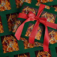Funny Skeleton ADHD Wrapping Paper Roll Meme Flames Neurodivergent Gen Z - Wonder Print Shop