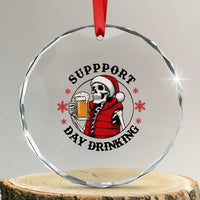 Funny Skeleton Beer Christmas Crystal Glass Ornament Support Day Drinking TS14
