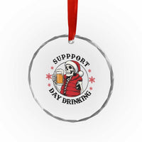 Funny Skeleton Beer Christmas Crystal Glass Ornament Support Day Drinking - Wonder Print Shop