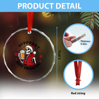 Funny Skeleton Beer Christmas Crystal Glass Ornament Support Day Drinking TS14