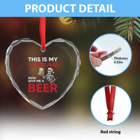 Funny Skeleton Beer Christmas Heart Crystal Glass Ornament This Is My Costume Now Give Me A Beer - Wonder Print Shop