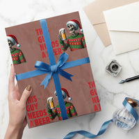 Funny Skeleton Beer Christmas Wrapping Paper Roll This Guy Needs A Beer - Wonder Print Shop