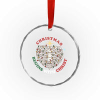 Funny Skeleton Christian Crystal Glass Ornament Christmas Begins With Christ TS14
