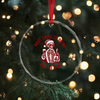 Funny Skeleton Christmas Crystal Glass Ornament Most Likely To Drink All The Wine TS14