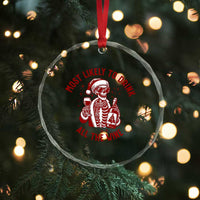 Funny Skeleton Christmas Crystal Glass Ornament Most Likely To Drink All The Wine - Wonder Print Shop