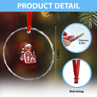 Funny Skeleton Christmas Crystal Glass Ornament Most Likely To Drink All The Wine - Wonder Print Shop