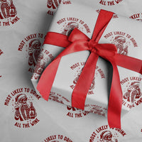 Funny Skeleton Christmas Wrapping Paper Roll Most Likely To Drink All The Wine - Wonder Print Shop
