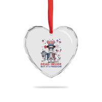Funny Skeleton Dead Inside But Its Freedom Heart Crystal Glass Ornament Patriotic Gift