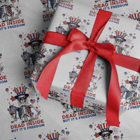 Funny Skeleton Dead Inside But Its Freedom Wrapping Paper Roll Patriotic Gift