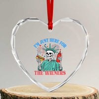 Funny Skeleton Lady Liberty Heart Crystal Glass Ornament I'm Just Here For The Wieners 4th Of July Hot Dog - Wonder Print Shop
