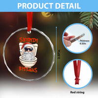 Funny Skibidi Rizzmas Santa Toilet Meme Crystal Glass Ornament TS09