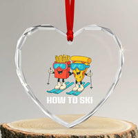 Funny Skiing Food Lover Heart Crystal Glass Ornament How To Ski Pizza French Fries Skier - Wonder Print Shop