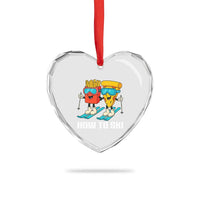 Funny Skiing Food Lover Heart Crystal Glass Ornament How To Ski Pizza French Fries Skier - Wonder Print Shop