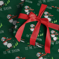 Funny Skiing Snowman Wrapping Paper Roll Funny Tis The Season Snow Ski Lover Skier - Wonder Print Shop