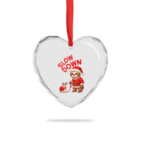 Funny Sloth Snail Christmas Heart Crystal Glass Ornament Slow Down Xmas - Wonder Print Shop