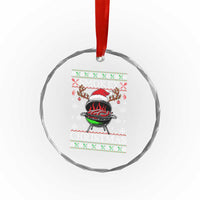 Funny Smokey Christmas Grilling Crystal Glass Ornament BBQ Meat Father's Day TS11