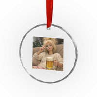 Funny Smoking And Drinking Doll Meme Crystal Glass Ornament Weekend Relaxation