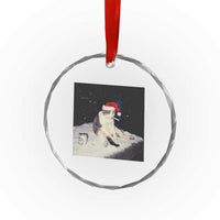 Funny Smoking Cat Christmas Meme Crystal Glass Ornament TS14
