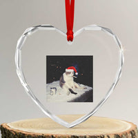 Funny Smoking Cat Christmas Meme Heart Crystal Glass Ornament - Wonder Print Shop