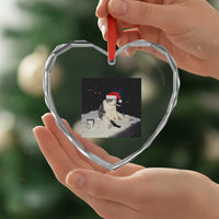 Funny Smoking Cat Christmas Meme Heart Crystal Glass Ornament - Wonder Print Shop