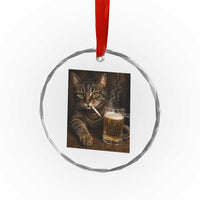Funny Smoking Cat Crystal Glass Ornament Cigarette Kitty Beer Lover