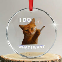 Funny Smoking Cat Crystal Glass Ornament I Do What I Want Sarcastic Cats Meme TS12