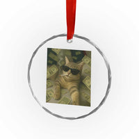 Funny Smoking Cat Selfie Meme Crystal Glass Ornament Gen Z Joke - Wonder Print Shop