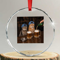 Funny Smoking Cats Drinking Beer at the Bar Crystal Glass Ornament Funny Bad Boys Cigarette Kitty Gen Z Meme