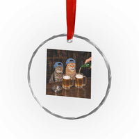 Funny Smoking Cats Drinking Beer at the Bar Crystal Glass Ornament Funny Bad Boys Cigarette Kitty Gen Z Meme