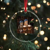 Funny Smoking Cats Drinking Beer at the Bar Crystal Glass Ornament Funny Bad Boys Cigarette Kitty Gen Z Meme