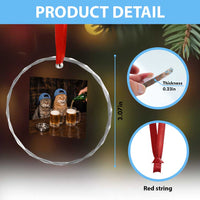 Funny Smoking Cats Drinking Beer at the Bar Crystal Glass Ornament Funny Bad Boys Cigarette Kitty Gen Z Meme