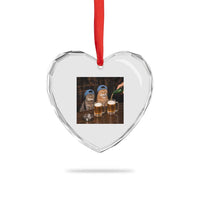 Funny Smoking Cats Drinking Beer at the Bar Heart Crystal Glass Ornament Funny Bad Boys Cigarette Kitty Gen Z Meme