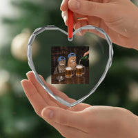 Funny Smoking Cats Drinking Beer at the Bar Heart Crystal Glass Ornament Funny Bad Boys Cigarette Kitty Gen Z Meme
